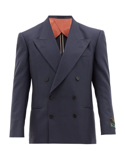 Gucci Double-breasted Peak-lapel Jacket In Blue