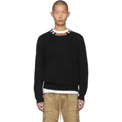 Burberry Noland House-check Collar Cashmere Sweater In Black