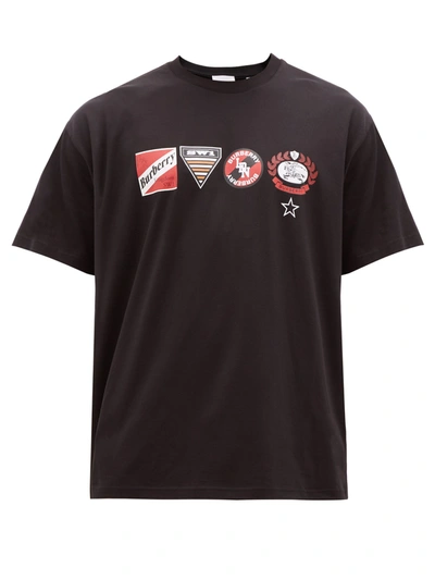 Burberry Litford Badge-print Cotton-jersey T-shirt In Black | ModeSens