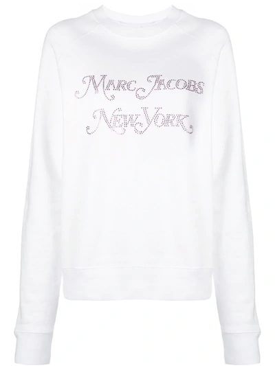 Marc Jacobs Rhinestone Logo Sweatshirt In White