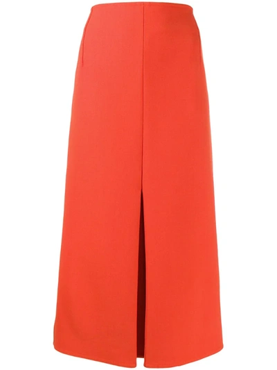 Victoria Beckham Box Pleat Skirt In Orange