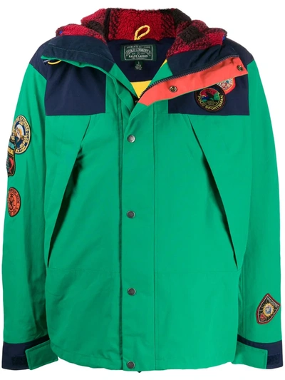 Polo Ralph Lauren Contrast Stripe Parka Jacket In Green