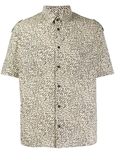 Saint Laurent Zebra Printed Short Sleeve Shirt In Neutrals