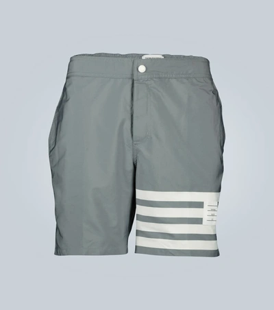 Thom Browne 4-bar Swimming Shorts In Grey