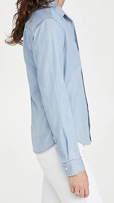 Frank & Eileen Long Sleeve Chambray Button-up Shirt In Classic Blue W/ Tattered Wash