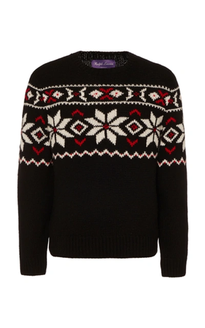 Ralph Lauren Intarsia Knit Cashmere Sweater In Black