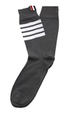 Thom Browne Mid-calf Striped Cotton Socks In Grey