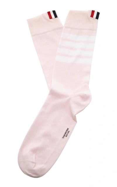 Thom Browne Mid-calf Striped Cotton Socks In Pink