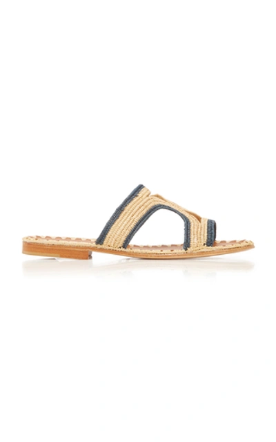 Carrie Forbes Moha Two-tone Raffia Sandals In Navy