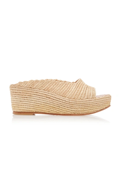 Carrie Forbes Arte Raffia Platform Wedge Sandals In Neutral