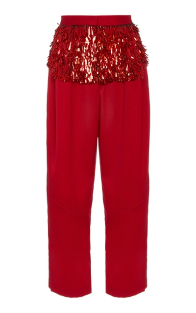 Rachel Comey Divide Embellished Pleated Wool Pants In Red