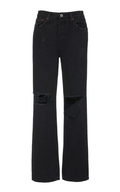 Re/done High-rise Straight-leg Jeans In Black
