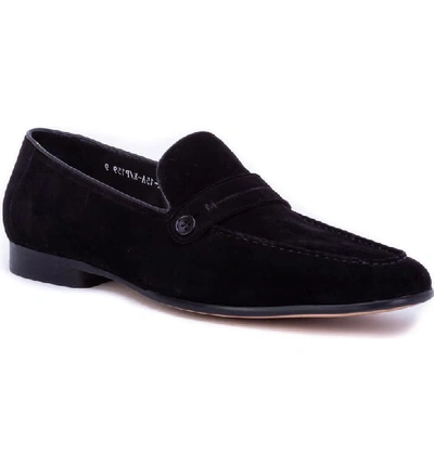 Robert Graham Norris Button Loafer In Black Leather