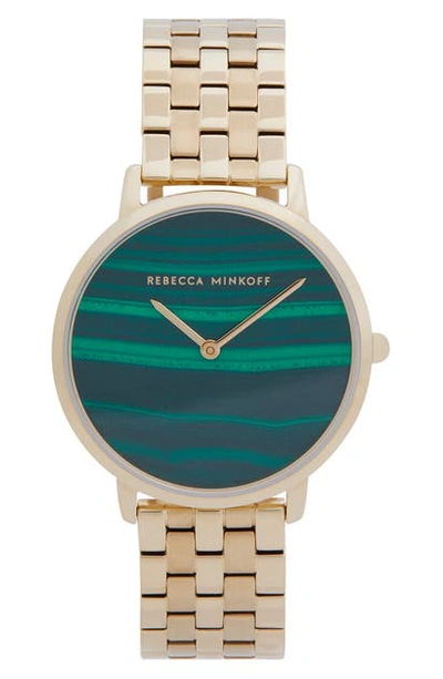 Rebecca Minkoff Women's Major Gold-tone Stainless Steel Bracelet Watch 35mm In Gold/ Green/ Gold