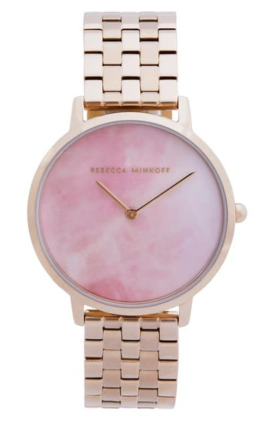 Rebecca Minkoff Women's Major Carnation Gold-tone Stainless Steel Bracelet Watch 35mm In Carnation Gold/ Pink