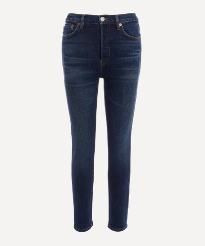 Re/done High-rise Ankle Crop Jeans In Dark