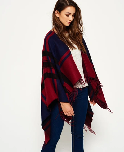 Superdry Arizona Blanket Cape In Red