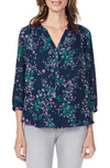 Nydj Pintuck-back Blouse In Fairfield Floral