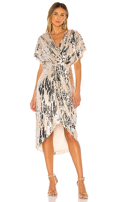 Astr Paloma Dress In Champagne Sequin