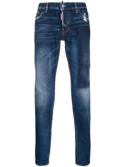 Dsquared2 Stonewashed Straight-leg Trousers In Blue