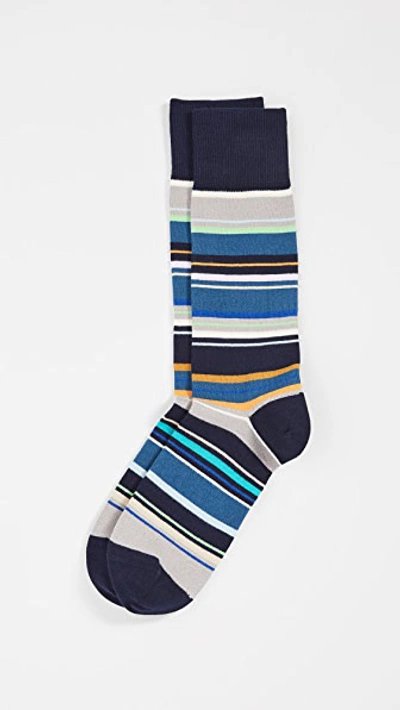 Paul Smith Furniture Stripe Socks In Blue Multi