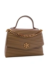 Tory Burch Kira Chevron Small Top-handle Satchel In Brown