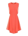 Adeam Asymmetric Pleated Twill Dress In Coral