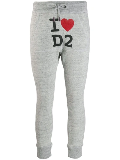 Dsquared2 Logo Printed Cotton Jersey Track Pants In Grey