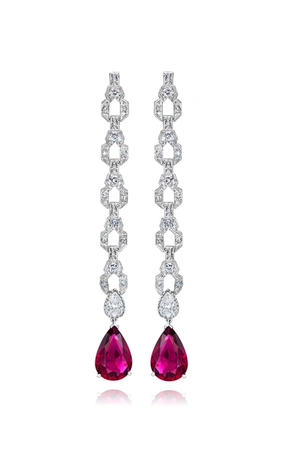 Mindi Mond Exclusive Platinum Diamond And Rubellite Earrings In Pink