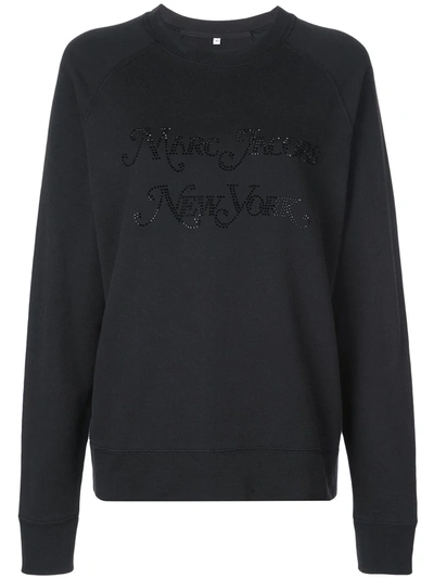 Marc Jacobs Rhinestone Logo Sweatshirt In Black