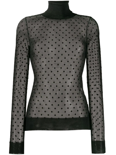 Victoria Beckham Polka Dot Sheer Top In Black