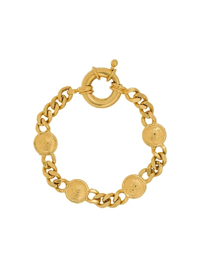 Pre-owned Versace 1990s Medusa Chain Bracelet In Gold