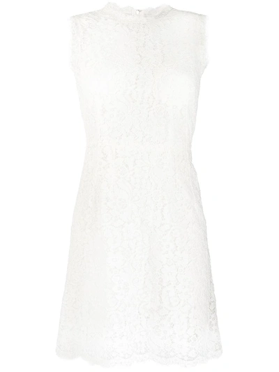 Dolce & Gabbana Lace Shift Short Dress In White