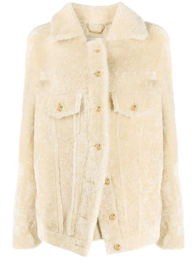 Chloé Shearling Shirt Jacket In Neutrals