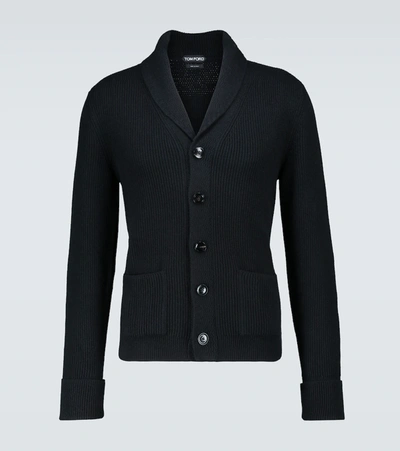 Tom Ford Slim-fit Shawl-collar Cashmere Cardigan In Black