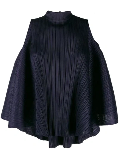 Issey Miyake Pleats Please Navy Petal Top