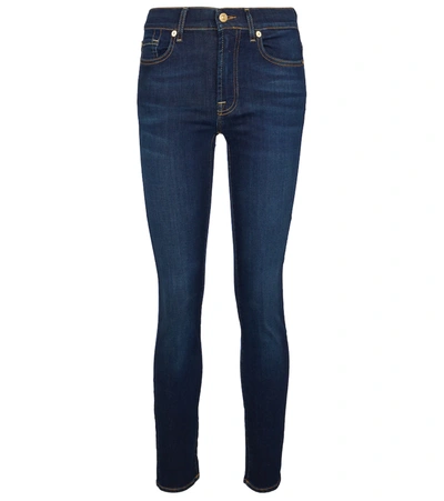 7 For All Mankind Aubrey Faded High-rise Skinny Stretch-denim Jeans In Blue