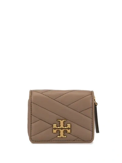 Tory Burch Kira Quilted Leather Compact Wallet In Brown