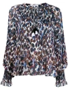 Derek Lam 10 Crosby Helena Pleated Speckled Floral Blouse In Ecru