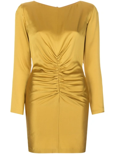 Michelle Mason Rushed Silk Mini Dress In Yellow