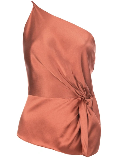Michelle Mason Twist Knot Silk Top In Pink