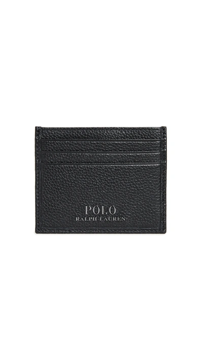 Polo Ralph Lauren Signature Pebble Leather Card Case In Dark Brown