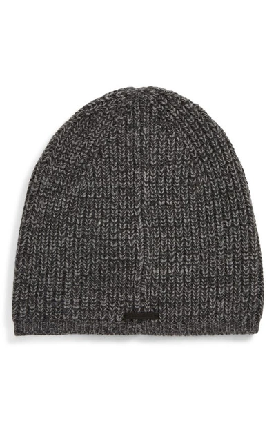 Allsaints Rib Beanie In Grey Marl/ Charcoal