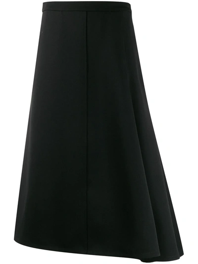Jil Sander Asymmetric Wool-crepe Midi Skirt In Black