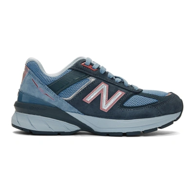 New Balance Blue Made In Us 990 V5 Sneakers In Blue Pink