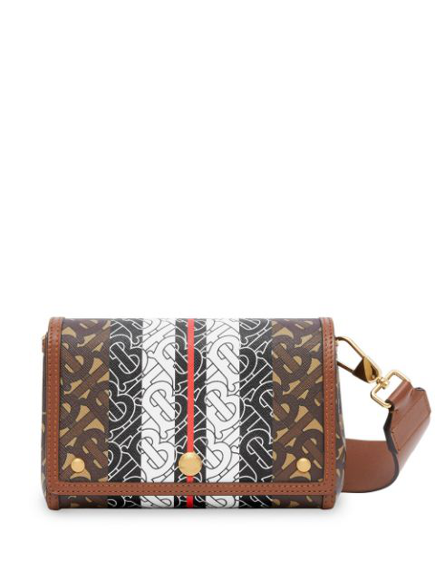 Burberry Monogram Stripe E-canvas Shoulder Bag In Brown | ModeSens