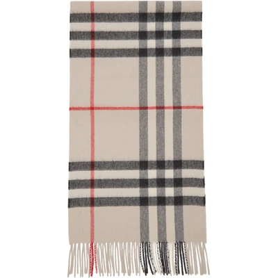 Burberry Beige Cashmere Giant Check Scarf In Stone Check
