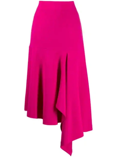 Balenciaga Asymmetric Wool-blend Midi Skirt In Pink