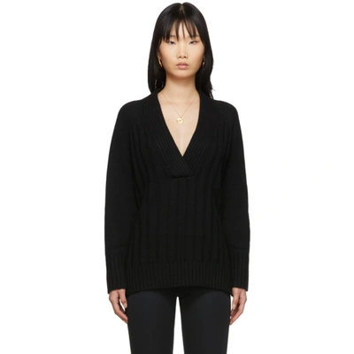 Proenza Schouler Oversized Wool Cashmere V-nneck Knit Top In 00200 Black