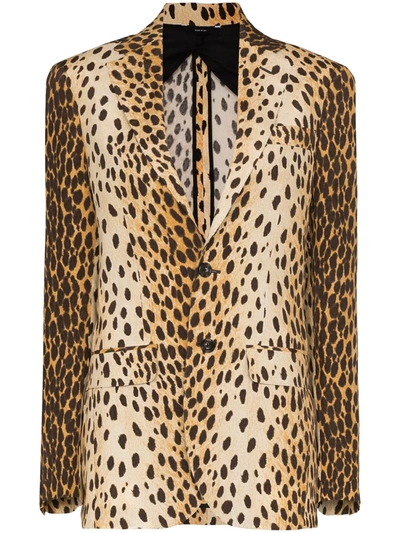 R13 Leopard Print Boyfriend Blazer In Brown